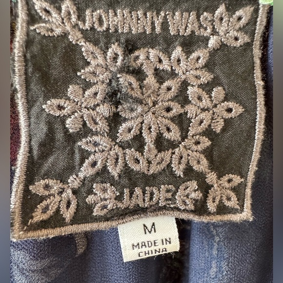 Johnny Was Black Green Orange Floral Print Peasant Top Seed Bead Tassels Size M - Picture 7 of 7